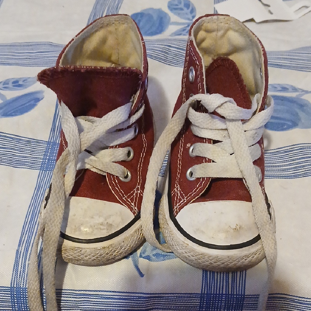 Converse Red and White High-Top Sneakers Needs Cleaning